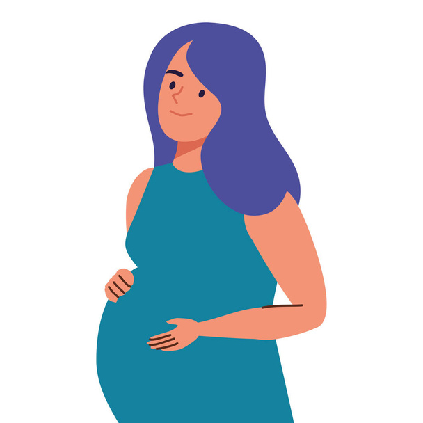 νεαρή εγκυμοσύνη γυναίκα υπέροχο χαρακτήρα - Διάνυσμα, εικόνα