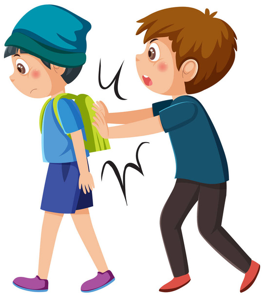A boy pushing his friend illustration - Vector, Image