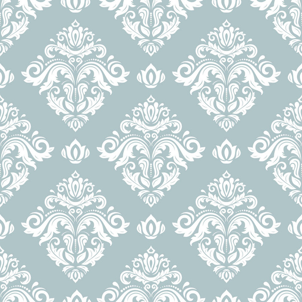 Classic seamless vector pattern. Damask blue and white orient ornament. Classic vintage background. Orient pattern for fabric, wallpapers and packaging - Вектор, зображення