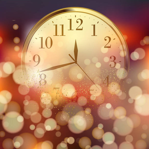 2023 Frohes Neues Jahr und frohe Weihnachten mit goldener Uhr. Vektorillustration - Vektor, Bild