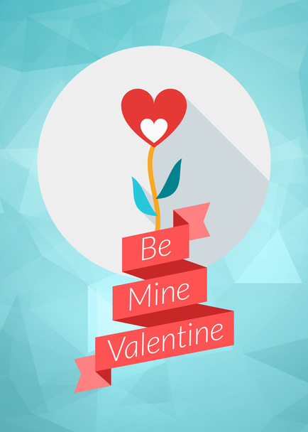 St. Valentine's Day card design. Vector illustration in flat design style. Flower icon with ribbon - Вектор,изображение