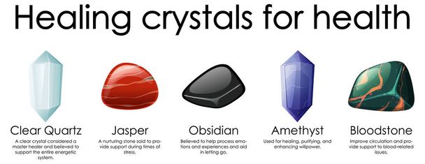 Léčebné krystaly pro ilustraci sbírky zdraví - Vektor, obrázek
