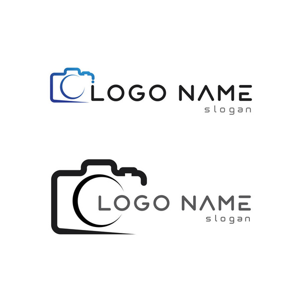 Fotografie Kamera Logo Symbol Vektor-Design-Vorlage isoliert auf schwarzem Hintergrund - Vektor, Bild