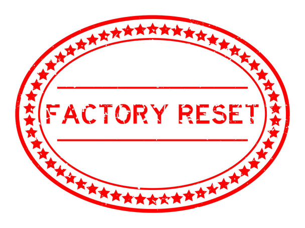 Grunge rode fabriek reset woord ovale rubber zegel stempel op witte achtergrond - Vector, afbeelding