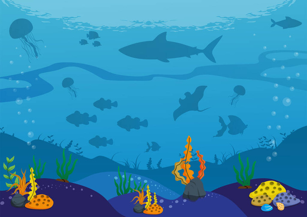 The underwater world vector illustration - Vector, Image