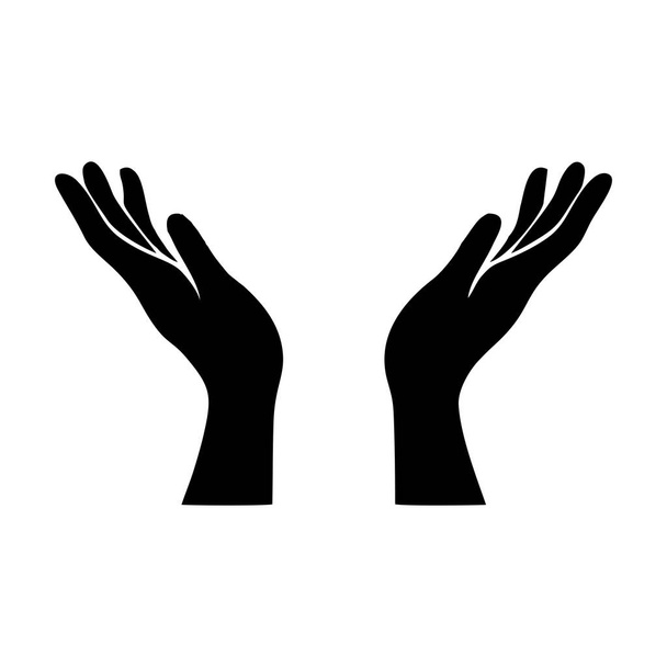 Ruce držící konstrukční vektor, ruce modlící se logo. Podpora, mír, starostlivá gesta rukou. Vektorová ikona. volný ruční vektor umění. EPS10 - Vektor, obrázek