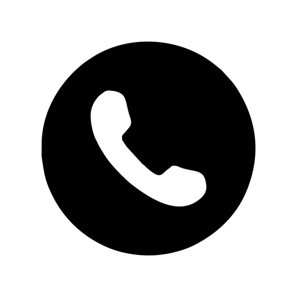 Telefonanruf-Vektorsymbol. Stil ist eine Farbe flaches rundes Symbol, schwarze Farbe, abgerundete Ecken, weißer Hintergrund. Editierbare Vektorsymbole im EPS10-Format. - Vektor, Bild