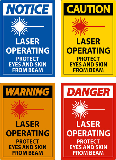 Opération laser Protéger les yeux et la peau contre le signe de faisceau - Vecteur, image