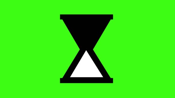 Κινούμενο σχέδιο μιας εικόνας κλεψύδρας, σε ένα πράσινο χρωματικό βασικό φόντο - Πλάνα, βίντεο