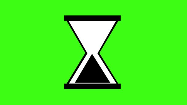 Animación de un icono de reloj de arena, sobre un fondo de croma verde clave - Metraje, vídeo
