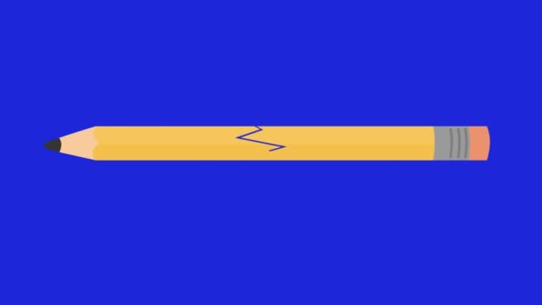 Animación de un lápiz roto sobre un fondo de croma azul - Imágenes, Vídeo
