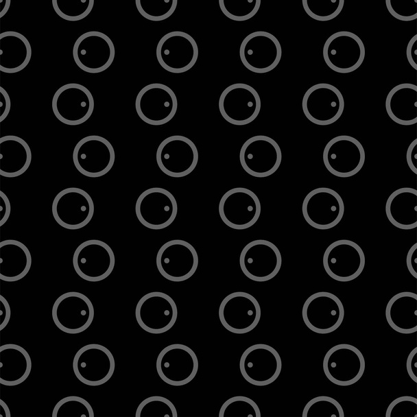 Illustration vectorielle. Modèle géométrique sans couture. Pois solides et cercles linéaires en rangées. Fond gris, noir et blanc tacheté. Modèle abstrait monochrome simple. - Vecteur, image
