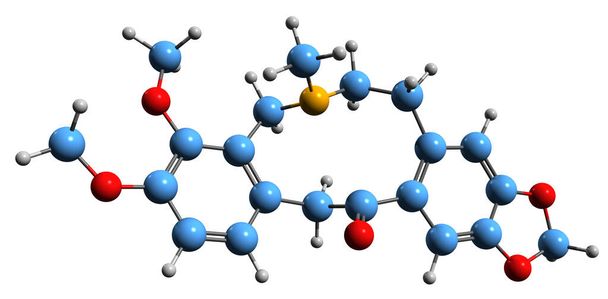  Obraz 3D allokryptoniny formuły szkieletowej - molekularna struktura chemiczna fitochemiczna izolowana na białym tle - Zdjęcie, obraz