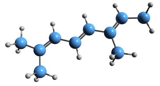 Alloocymene iskelet formülünün 3 boyutlu görüntüsü - beyaz arkaplanda izole edilmiş sentetik asilik monoterpenin moleküler kimyasal yapısı - Fotoğraf, Görsel