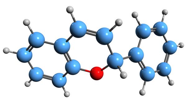  3D kuva Anthocyanidin luuston kaava - molekyylitason kemiallinen rakenne kasvipigmentti eristetty valkoisella pohjalla - Valokuva, kuva