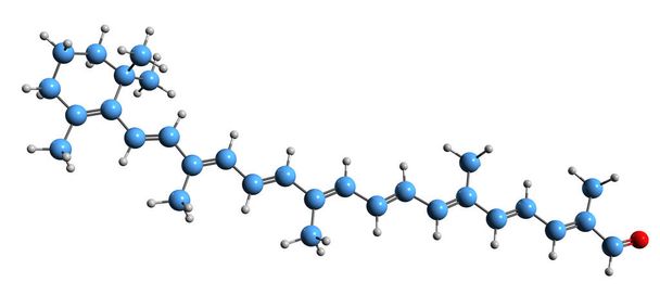 3D изображение апокаротеновой скелетной формулы - молекулярная химическая структура каротиноида, выделенная на белом фоне - Фото, изображение