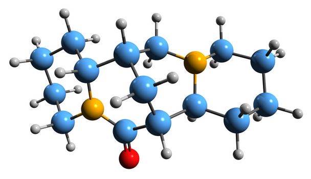  Image 3D de la formule squelettique Aphylline - structure chimique moléculaire de l'alcaloïde isolé sur fond blanc - Photo, image