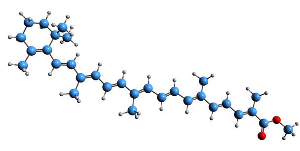  A béta-apo-8-karotinsav csontváz formula metil-észterének 3D-s képe - a fehér alapon izolált élelmiszer-adalékanyag molekuláris kémiai szerkezete - Fotó, kép