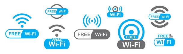 Símbolo de ícone wifi gratuito. Sinal de vetor wi-fi. Etiqueta de conexão de internet sem fio para acesso remoto gratuito. Ponto de acesso à rede - Vetor, Imagem