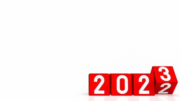  2023 number on red cube for new year or business concept 3d renderin - Photo, Image
