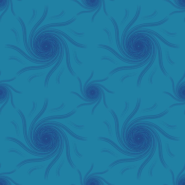 Desenho de ilustração de onda de turbilhão de linha azul aleatória, padrão de repetição sem costura no fundo azul, para têxteis de tecido de vestuário, papel de parede, papel de embrulho - Foto, Imagem