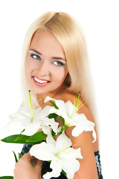  blond girl with a lily  - Fotó, kép