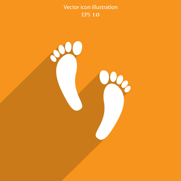 Vector Human foot print web flat icon. - Vektör, Görsel
