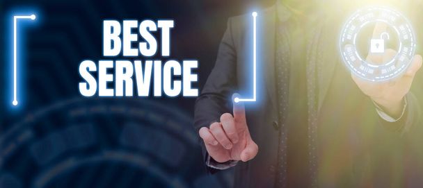 Text rukopisu Best Service, Word pro nejlepší recenzovanou pomoc poskytovanou systémem jeho zákazníkovi - Fotografie, Obrázek
