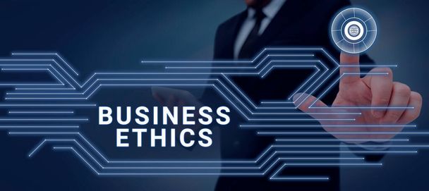 Текстовий знак, що показує ділову етику, бізнес-підхід відповідної політики, яка регулює роботу бізнесу
 - Фото, зображення