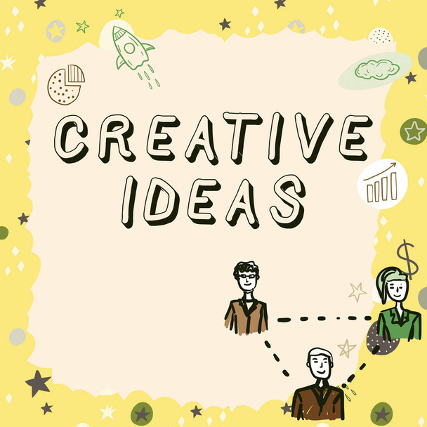 Inspiración mostrando signo Ideas Creativas, Concepto significado Estrategia única para cautivar el interés del público - Foto, imagen