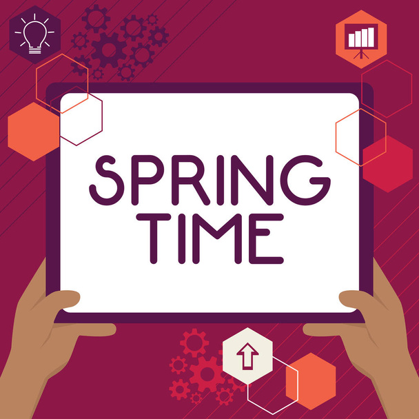 Metin başlığı: Spring Time, Business showcase Yılın ılıman mevsimi Bitkilerin yeniden canlanmasıyla belirlenen - Fotoğraf, Görsel
