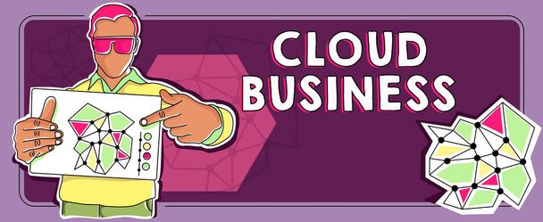 Έμπνευση που δείχνει το σήμα Cloud Business, Business showcase internetbased παράδοση των υπηρεσιών που διατίθενται στους χρήστες - Φωτογραφία, εικόνα