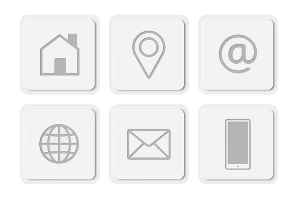 Moderno Contáctenos conjunto de iconos de negocio. Cuadrado con bordes redondeados estilo botón. Ilustración vectorial - Vector, imagen