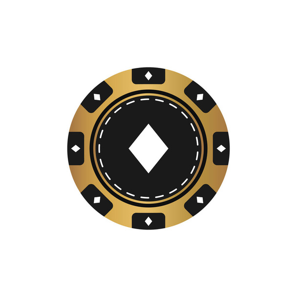 Goldener und schwarzer Poker Chip Diamant. Token auf weißem Hintergrund. Vektor-Illustration für Karte, Casino, Spieldesign, Web. - Vektor, Bild