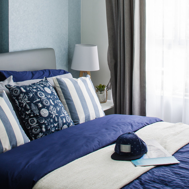 mordern blaues Schlafzimmer Design - Foto, Bild
