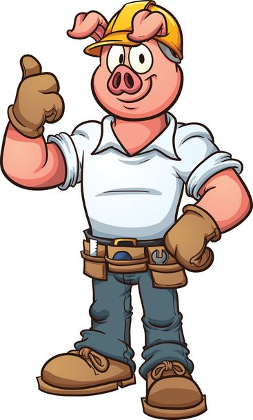 Cerdo trabajador de construcción
 - Vector, imagen