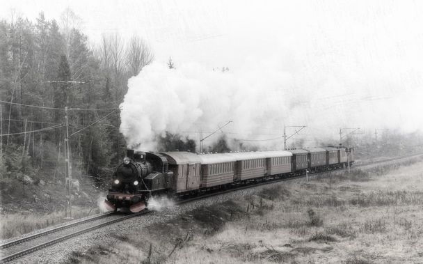 Steamtrain S1 jde v plnou parou s filtry aplikované - Fotografie, Obrázek