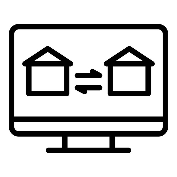 Change home network icon outline vector. People work. Team group - Vettoriali, immagini