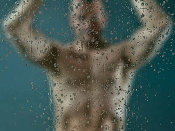 Guapo joven tomando ducha
 - Foto, Imagen