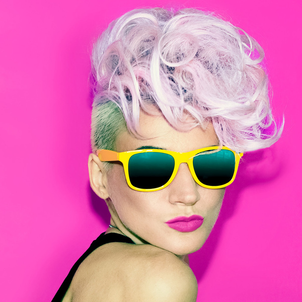 emotional glamorous blonde disco punk fashion style - Foto, Imagem