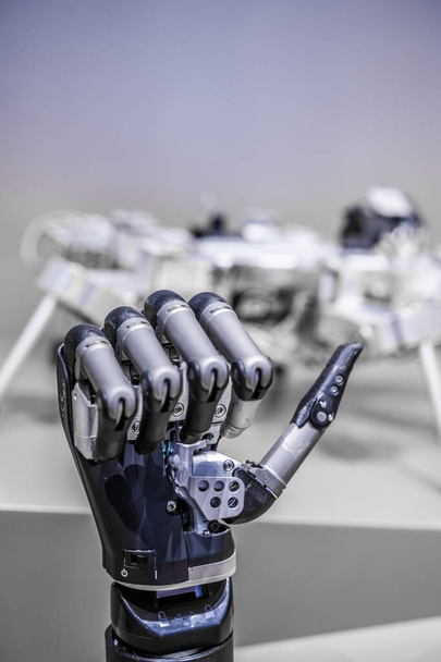 Robotic hands industrial mechanism vehicle automobile car, automatic transmission engine components  - Φωτογραφία, εικόνα
