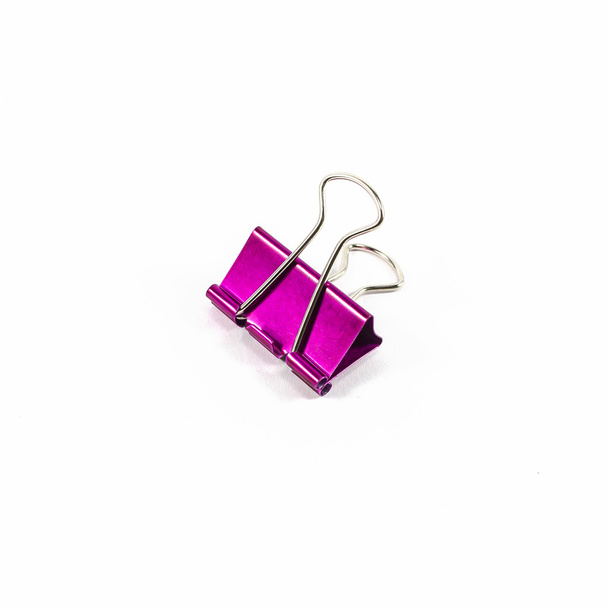 pink color binder clips isolated - Photo, Image