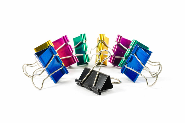 colorful binder clips isolated on white - Foto, Bild
