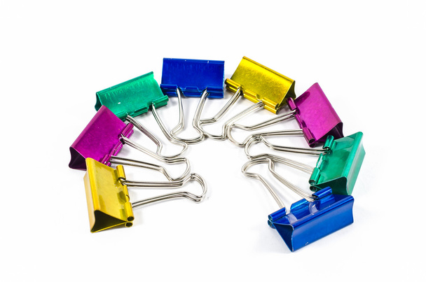 color binder clips isolated on white  - Photo, Image