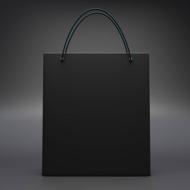 Kara Cuma indirim konsepti. Alışveriş torbası boş, iş teklifi pazarlama şablonu. 3d hazırlayıcı - Fotoğraf, Görsel