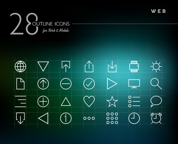 Global web outline icons set - Vettoriali, immagini