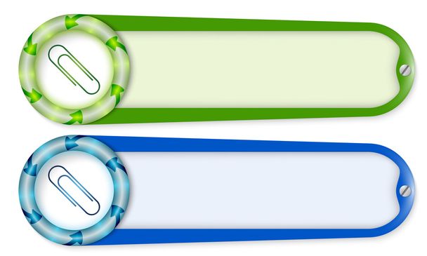 set of two buttons with arrows and paper clip - Vector, Imagen