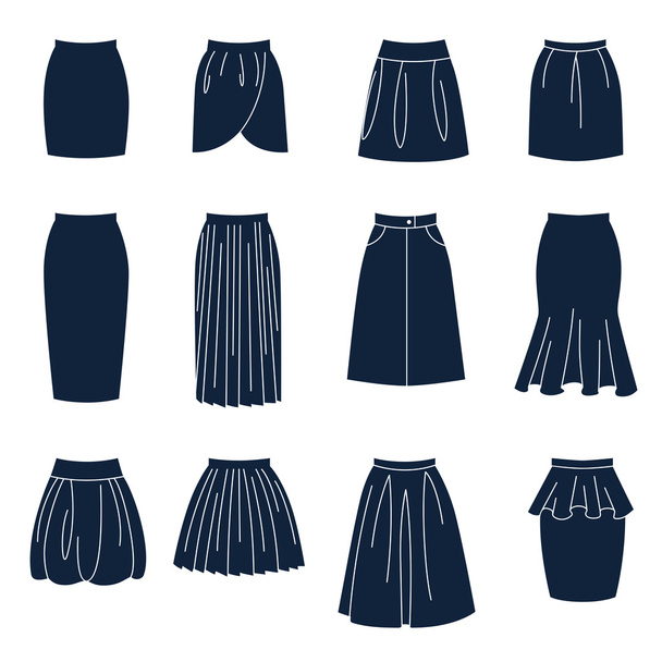 Différents types de jupes pour femmes
 - Vecteur, image
