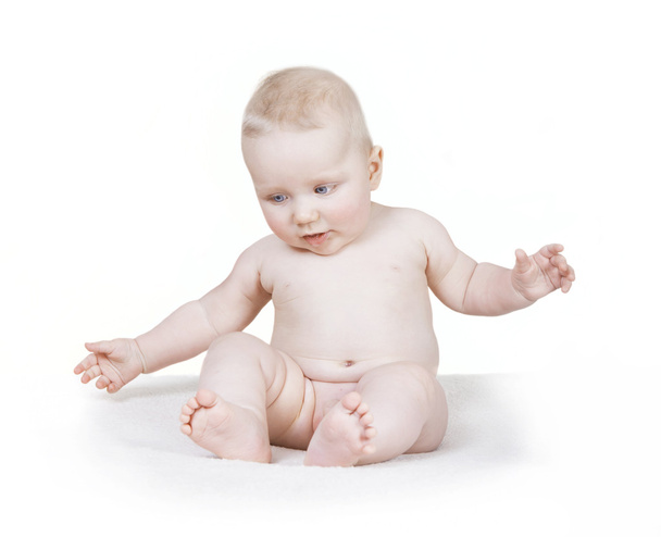 Sitting naked baby - Foto, afbeelding
