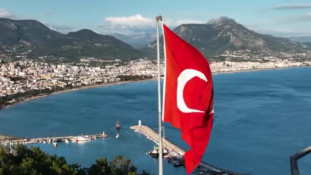 Vista aérea de bandera turca sh 4 K - Imágenes, Vídeo